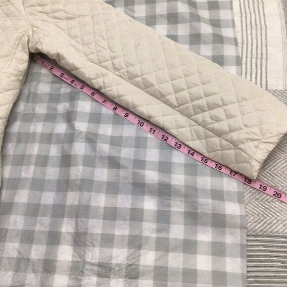 Bellivera quilted fitted jacket zip-up cream gold zippers ecru white Large - Picture 13 of 16